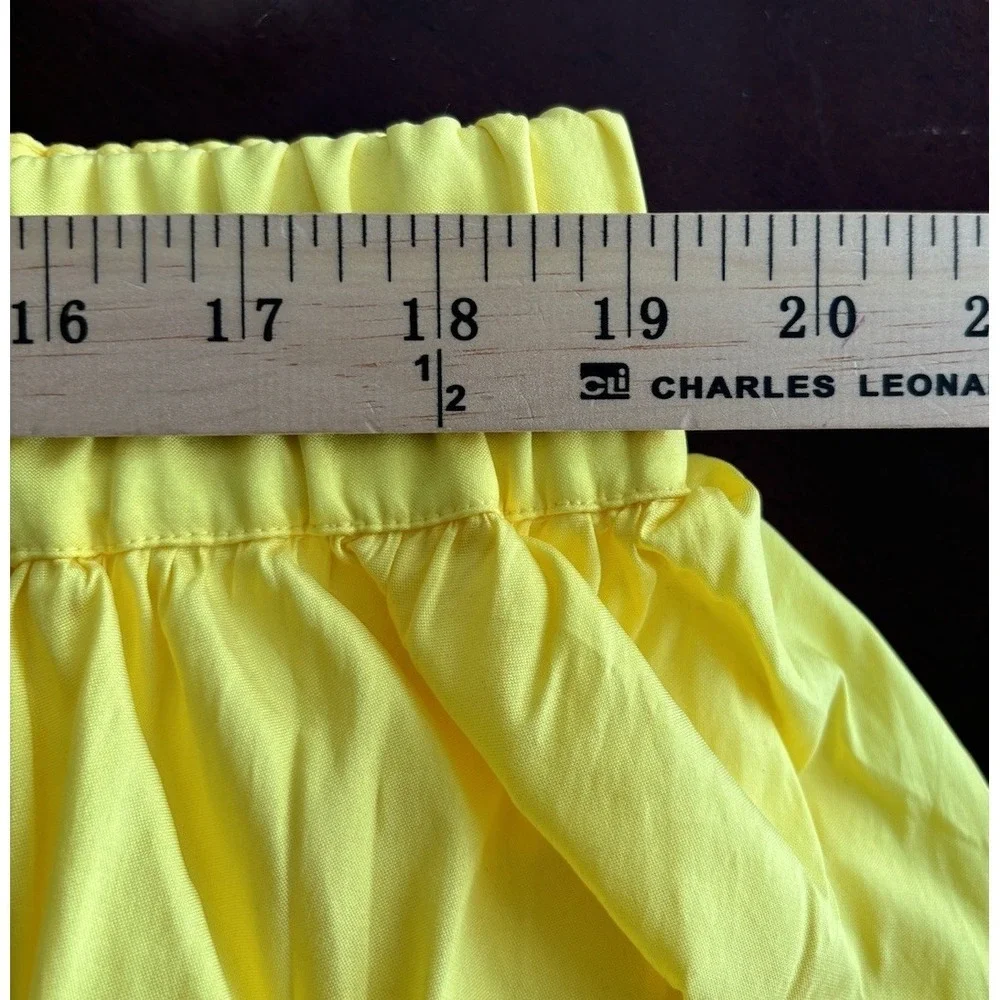 NEW Bloni Anthropologie Bubble Dress Square Neck Taffeta Yellow Large Petite